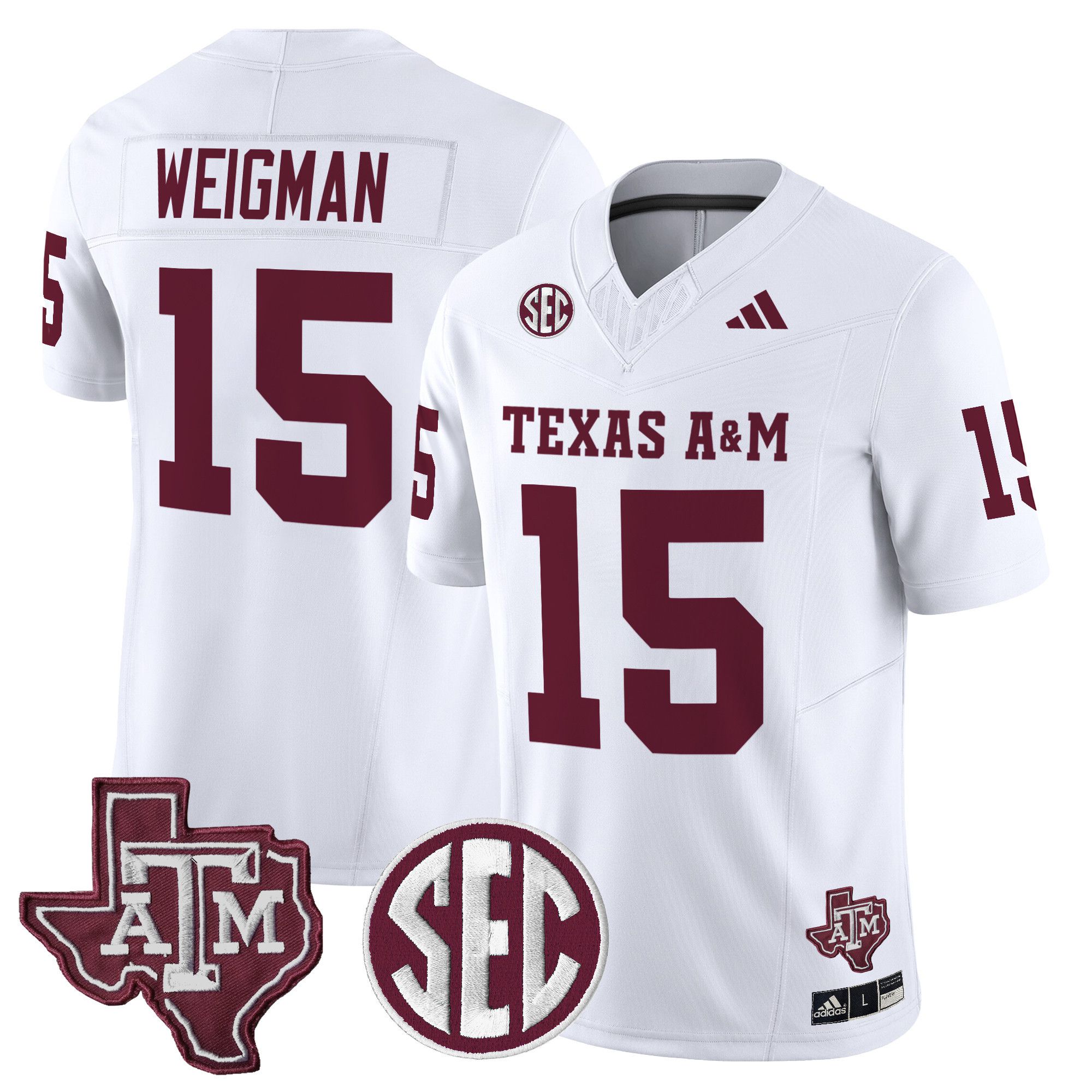 Men Texas A&M Aggies #15 Weigman White 2024 Vapor Limited NCAA Jersey->ncaa teams->NCAA Jersey